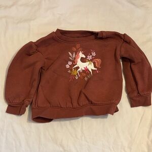 jumping beans Rust Brown Unicorn Sweatshirt with Pink & Cream Accents